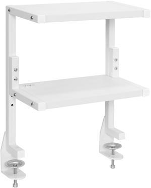 VIVO White Clamp-on 13" Above or Below Desk 2-Tier Shelving Unit, Desk Organization for Accessories (STAND-SHELF2CW)