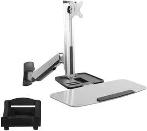 VIVO Single Monitor & Keyboard Counterbalance Sit-Stand Wall Mount | Standing Transition Workstation (STAND-SIT1W)