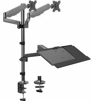 VIVO Black Dual Monitor Sit-Stand Desk Mount | Holds 2 Screens 17" to 32"