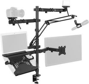 VIVO Black All-In-One Studio Livestream Desk Mount, 17" to 32" Monitor, Laptop, Camera, Mic Boom (STAND-LIVE2L)