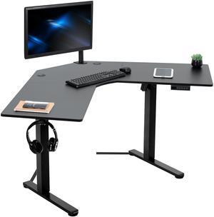VIVO Black Electric 47" x 47" Corner Standing Desk, L-Shaped Workstation