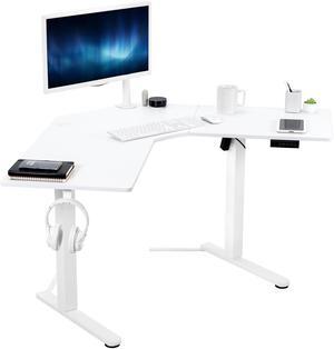 VIVO White Electric 47 x 47 Corner Stand Up Desk, Height Adjustable L-Shaped Workstation (DESK-E1L94W)