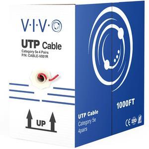 VIVO Red 1,000ft bulk Cat5e LAN Ethernet Cable Wire UTP Pull Box 1000 ft Cat-5e