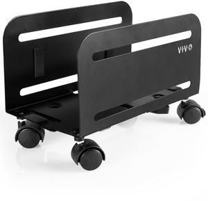 VIVO Black Computer Desktop ATX Case CPU Rolling Stand Adjustable Cart Holder