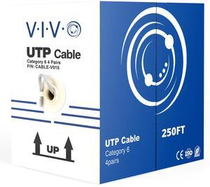 VIVO 250ft bulk Cat6 Ethernet Cable / Wire UTP Pull Box 250 ft Cat-6 Grey LAN