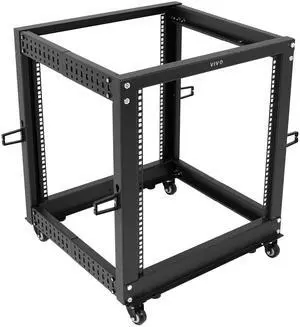 VIVO 12U 19" Open Frame Adjustable Server Rack, 4 Post Mobile Data Holder (CART-SR12U)