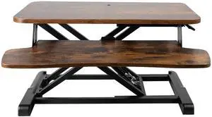 VIVO Rustic Vintage Brown 26" Height Adjustable Standing Desk Riser Sit to Stand
