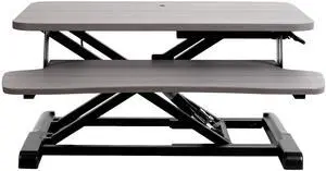 VIVO Gray 26" Height Adjustable Standing Desk Monitor Riser, Sit Stand Workstation, Black Frame (DESK-V026KG)