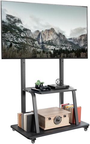VIVO Heavy Duty Steel Mobile TV Cart for 42" to 100" Screens w/ Metal AV Shelf