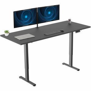 VIVO Dual Motor 71 x 30 Standing Desk, 1-Piece Black Top, Black Frame