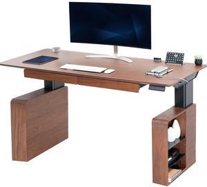 VIVO Walnut 71" x 30" Dual Motor Electric Executive Desk with Storage