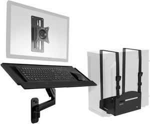 VIVO Sit-Stand Single Monitor Mount, Keyboard Tray, and PC Wall Mount Kit