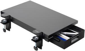 VIVO Black Premium Clamp-on 24" x 14" Desk Extension with Storage Drawer