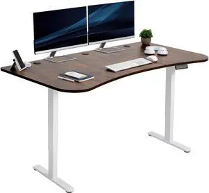 VIVO Electric 2-Motor 63 x 32 Standup Desk, Memory Panel, Rustic Vintage Brown Table Top, White Frame (DESK-KIT-E2W1N)