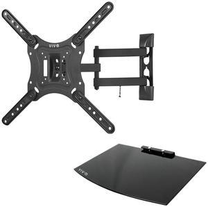VIVO Black 23" to 55" Screen Adjustable TV Wall Mount & Entertainment Shelf | Floating AV, DVD Shelving (MOUNT-VWSF1)