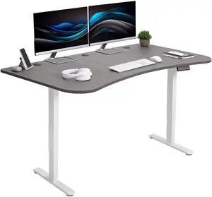 VIVO Electric 2-Motor 63x 32 Standup Desk w/ Memory Controller, Dark Gray Table Top, White Frame (DESK-KIT-E2W1G)