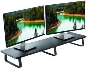 VIVO Black Wood 39" Wide Desktop Stand Ergonomic TV, Dual Monitor Riser and Desk Tabletop Organizer (STAND-V000DL)