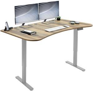 VIVO Electric 63 x 32 Stand Up Desk, Reclaimed Wood Table Top, Gray Frame
