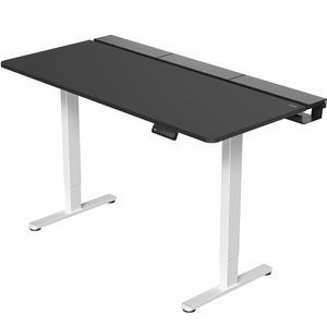 VIVO Electric 60" x 30" Desk, Full Pad, Black Hidden Cable Tabletop, White Frame