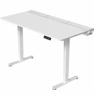 VIVO Electric Dual Motor 60" x 30" Desk, White Concealed Cable Table Top, Full-Sized Pad, White Frame, DESK-KIT-E2W-P3W