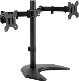 VIVO Black Dual Monitor Mount, Freestanding Desk Stand, Heavy Duty, Adjustable, Fits Up to 27" Screens (STAND-V002F)