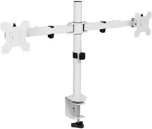 VIVO White Telescoping Dual 21" to 32" Monitor Mount, Heavy Duty Desk Stand
