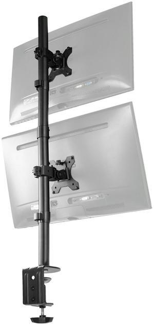 VIVO Black Dual LCD Monitor Desk Mount Stand, Stacked Array, Holds Vertical 2 Ultrawide Screens up to 34", STAND-V002T