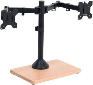 VIVO Dual Monitor Adjustable Mount w/ Wood Base, Fits Computer Screens up to 32"