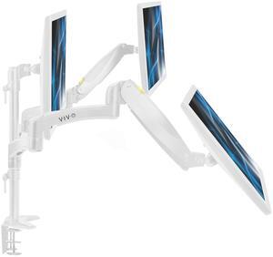 VIVO White Triple Monitor Mount, 2 Pneumatic Arms + 1 Fixed, 3 Screens up to 32"