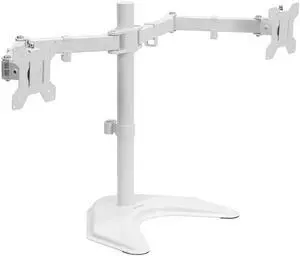 VIVO White Dual Monitor Mount, Freestanding Desk Stand, Heavy Duty, Adjustable, Fits Up to 32" Screens (STAND-V032FW)