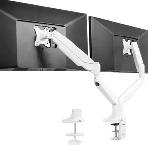 VIVO White Heavy Duty Dual Ultrawide Monitor Desk Mount w/ Pneumatic Spring Arms, Fits Screens up to 40", STAND-V202QW
