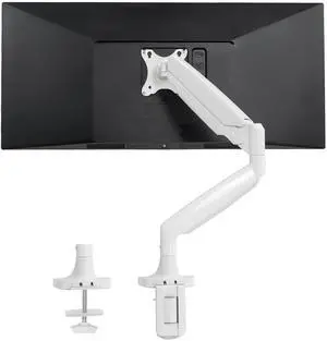 VIVO White Heavy Duty Single Ultrawide Monitor Desk Mount w/ Pneumatic Spring Arm, Fits Screens up to 40", STAND-V101QW