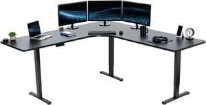 VIVO Black Electric 83" x 83" Curved Corner Stand Up Desk