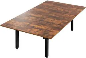VIVO Electric Dual Motor 95 x 55 Stand Up Square Corner Desk, Vintage Brown Tops, Black 4-Leg Frame, DESK-KIT-404N