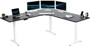 VIVO Black / White Electric 83" x 83" Curved Corner Stand Up Desk