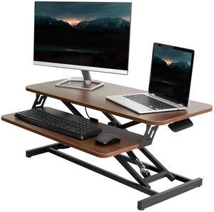 VIVO Height Adjustable 32" Standing Desk Monitor Riser, Sit Stand Tabletop