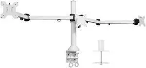VIVO White Triple Computer Monitor Desk Mount, Heavy Duty Fully Adjustable Stand, Fits 3 Screens up to 32" (STAND-V103W)