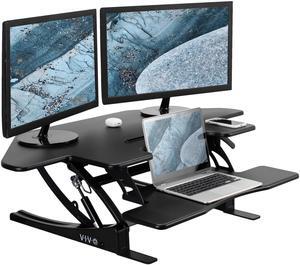 VIVO Black Corner Standing Height Adjustable Cubicle Sit to Stand Tabletop Desk Riser, DESK-V000VC