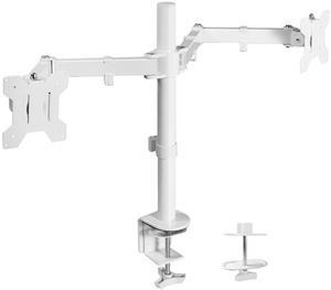 VIVO White Dual LCD Monitor Desk Mount Stand, Heavy Duty Fully Adjustable, Fits 2 Screens up to 32" (STAND-V032W)