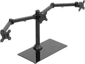 VIVO Black Triple Monitor Mount Freestanding Desk Stand w/ Glass Base | Holds Three (3) Screens up to 24" (STAND-V003FG)