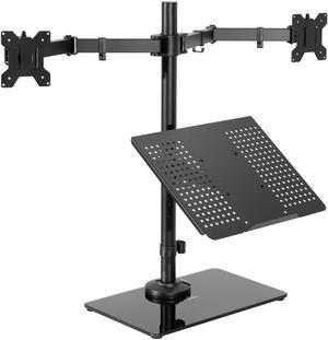 VIVO Laptop and Dual Monitor Desk Stand w/ Glass Base, Fits 32" Computer Screen