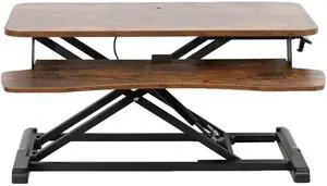 VIVO Rustic Vintage Brown Standing 32" Desktop Monitor Riser, Black Frame