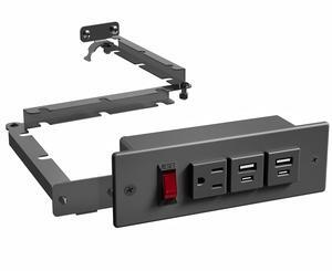 Life Finds Compact In-Drawer Charging Station Power Strip with 2 USB-A, 2 USB-C, AC Outlet, Black, LF-DOC1