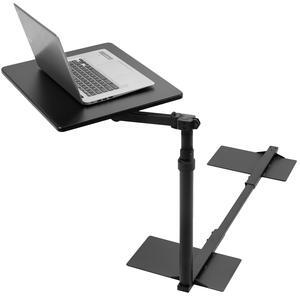 GolySw Mobile Lectern Multi-Purpose Podium, 24 X 16 Inch Tray, Steel Height Adjustable Rolling Workstation With Storage, Black, CART-V03E