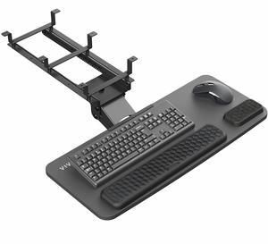 VIVO Premium Adjustable Computer Keyboard and Mouse Tray, Ergonomic Under Desk Drawer with Padding, MOUNT-KB27P-B