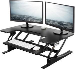 VIVO Black Electric Height Adjustable Stand up Desk Converter | Sit to Stand Tabletop Dual Monitor Riser (DESK-V000VE)