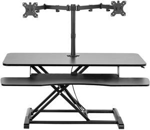 VIVO Black 42" Standing Desk Riser with Adjustable Dual 13" to 30" Monitor Mount