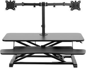 VIVO Black 36" Standing Desk Riser with Adjustable Dual 13" to 30" Monitor Mount