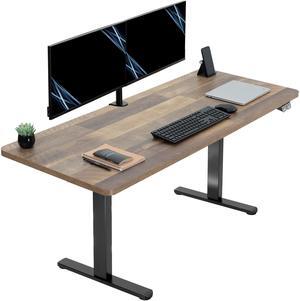 VIVO Electric 60 x 24 Stand Up Desk | Reclaimed Wood Table Top, Black Frame