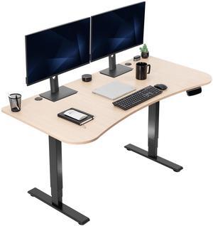 VIVO Light Wood / Black 63 x 32 Electric Height Adjustable Stand Up Desk